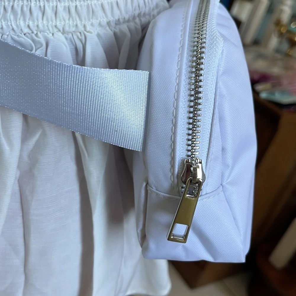 Brides Belt Bag  make up bag  cosmetic case  fanny pack   Nylon   White / silver